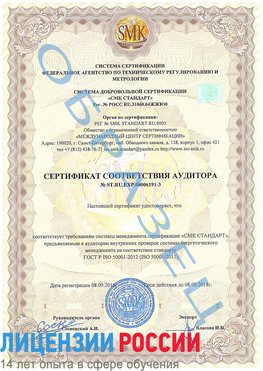 Образец сертификата соответствия аудитора №ST.RU.EXP.00006191-3 Лангепас Сертификат ISO 50001